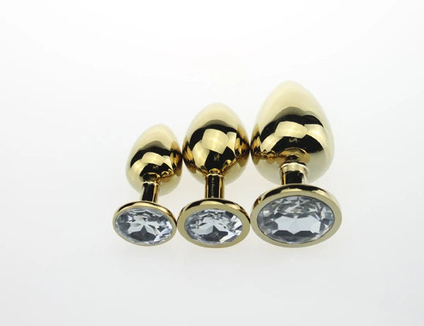 Erox Gold Small Beyaz Kristal Taşlı Metal Anal Plug