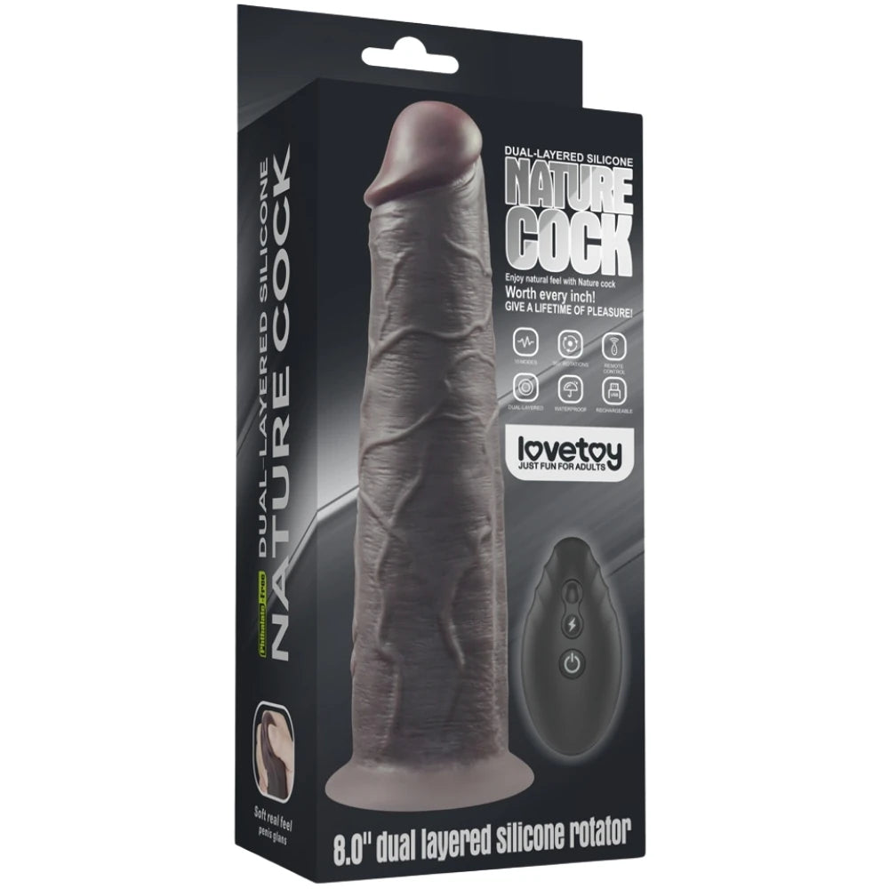 Lovetoy Dual Layered Silicone Rotator Black 20 Cm Hareketli Realistik Penis LV410220