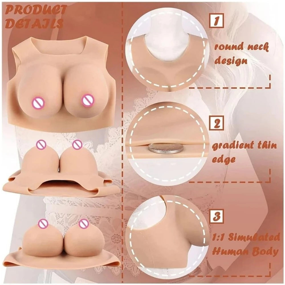 Bodysuit Crossdresser Askılı Giyilebilir Silikon Göğüs Cup 100 Cm.