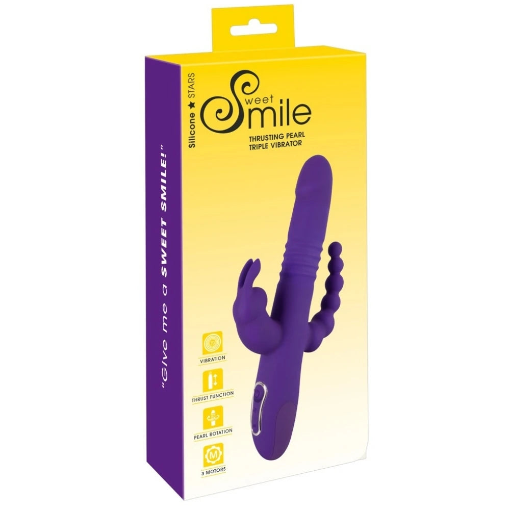 Sweet Smile Thrusting Pearl Triple İleri Geri Hareketli 3 Bölge Uyarıcılı Vibratör