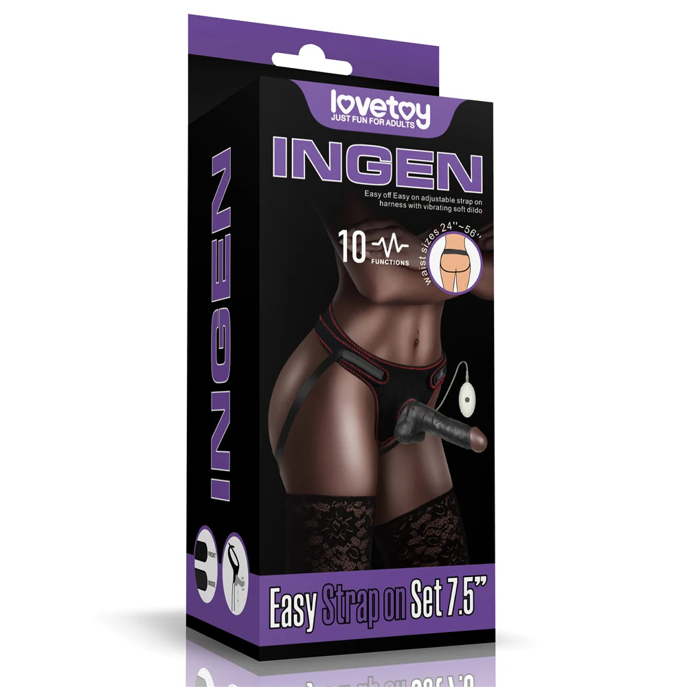 Lovetoy Easy Strapon 20 cm Kemerli Titreşimli Zenci Penis
