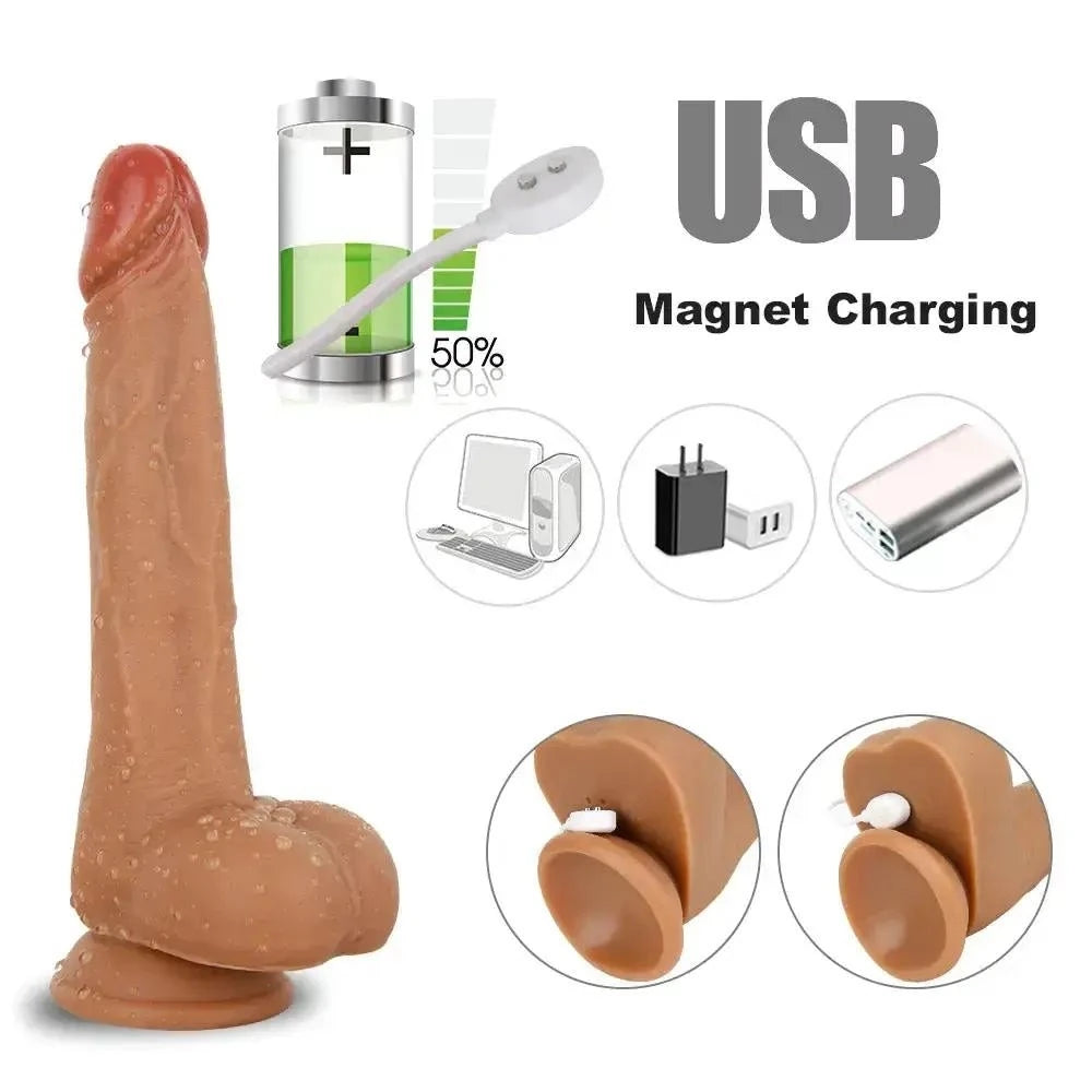 Marcelo Natural Dildo Aktif Isıtmalı 22 Cm İleri Geri Hareketli Realistik Penis