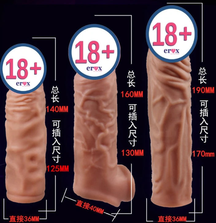 Erox Yumuşak Et Dokulu 19 Cm Melez Penis Kılıfı