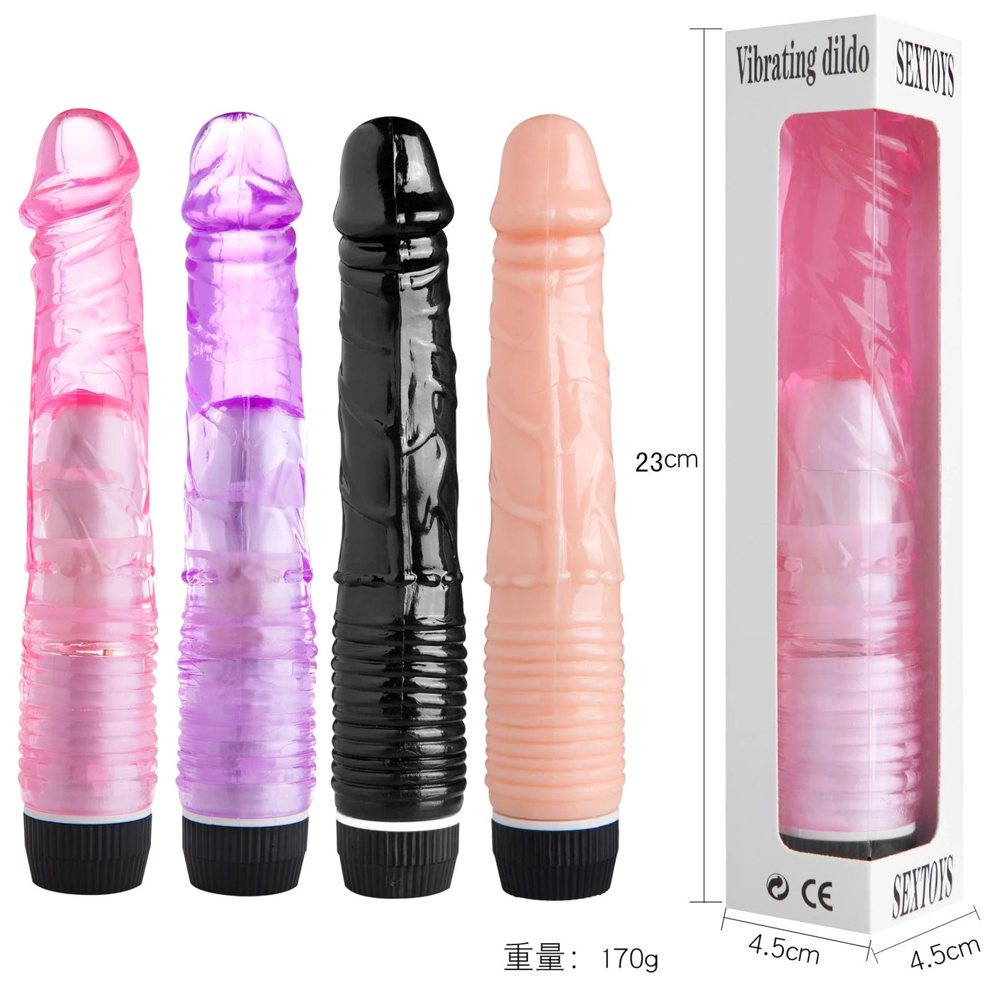 Erox Vibes Black Kademeli Titreşimli Jel Vibratör 23 Cm