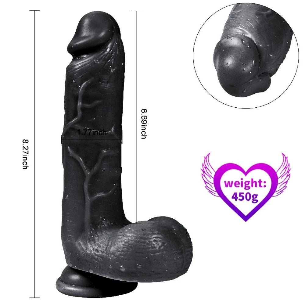 Xise Dildo Series Adam Rubber 21 cm Realistik Zenci Penis XS-WBC10012-Black