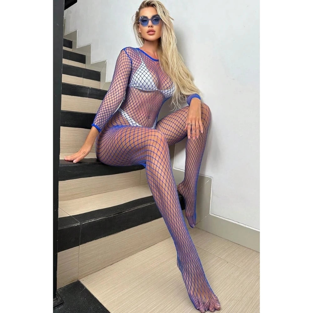 Erox Fantasy Wear File Uzun Kollu ve Özel Bölgesi Açık Tüm Vücut Çorabı