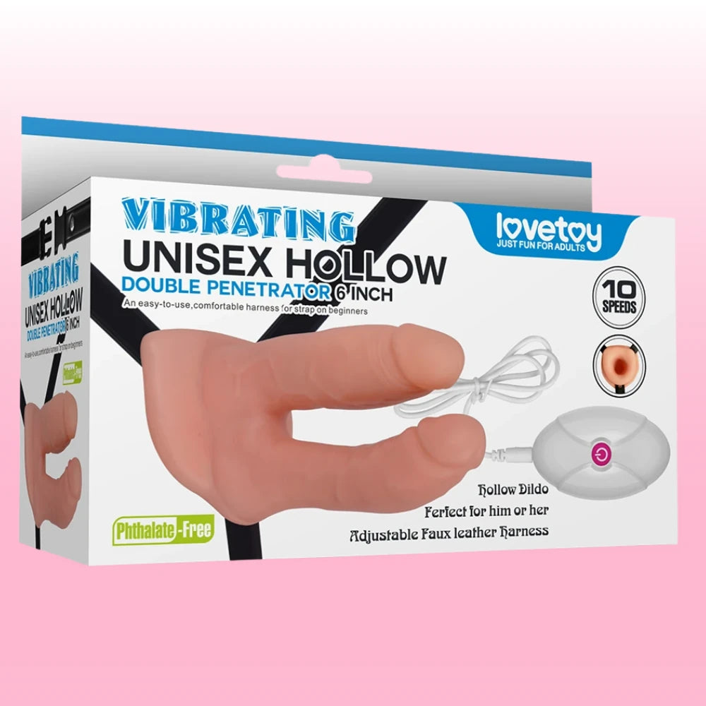 Lovetoy Vibrating Unisex Hollow Strap On Belden Bağlamalı Çift Taraflı Penis LV3006