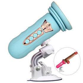 Erox Suction Cup Sex Machine Realistik Penis Uyumlu Seks Makinesi-Blue