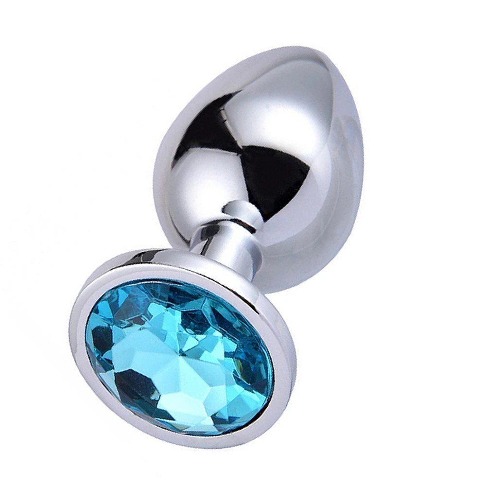 Erox Anal Fantasy Luxury Diamond Blue Taşlı Metal Anal Plug - Medium