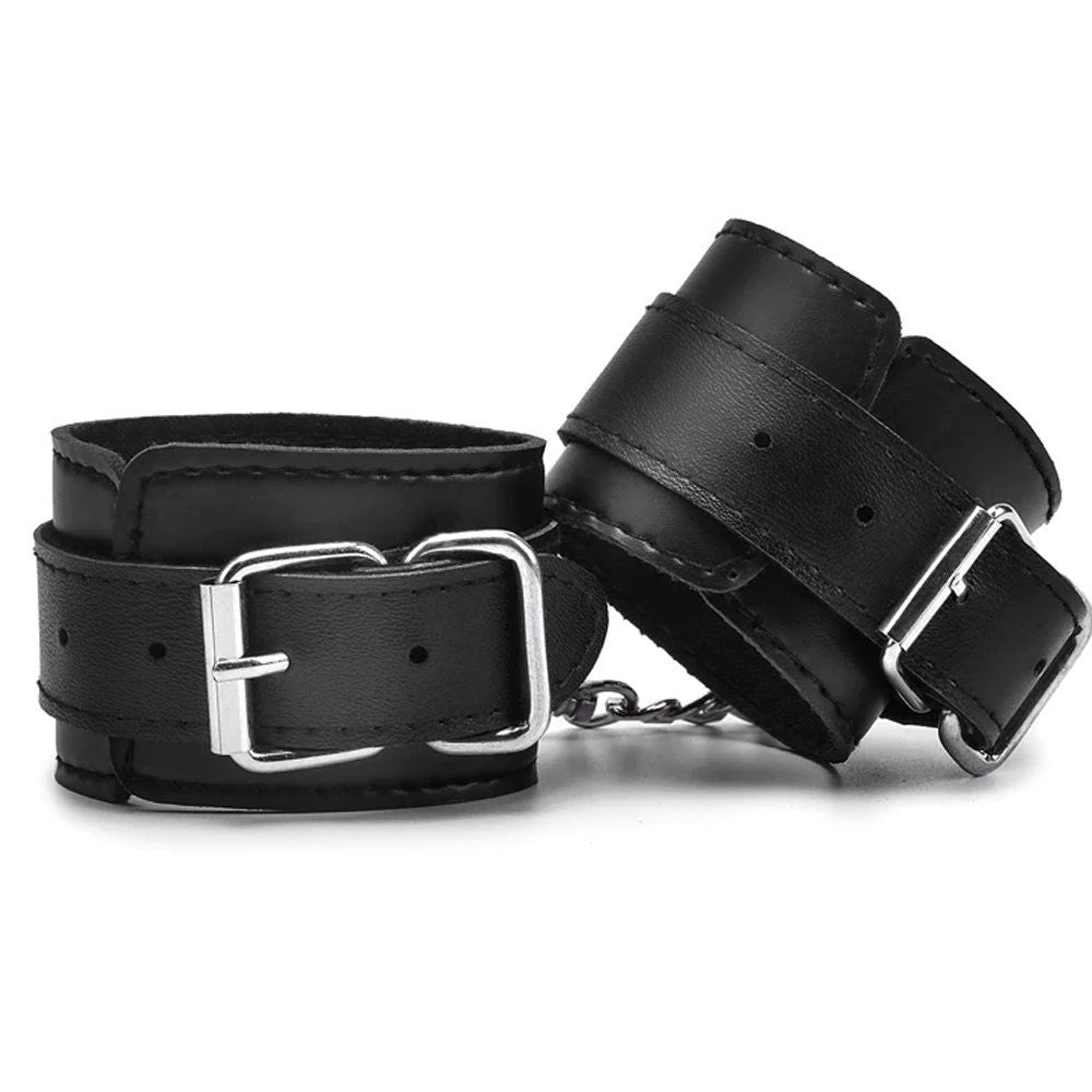 Erox Fetish Fantasy Series Cuffs 3 Pcs. Deri Fetiş Pozisyon Kelepçe Seti-Siyah