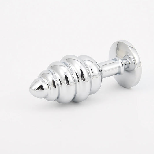 Erox Silver Large Beyaz Taşlı Boğumlu Anal Metal Plug