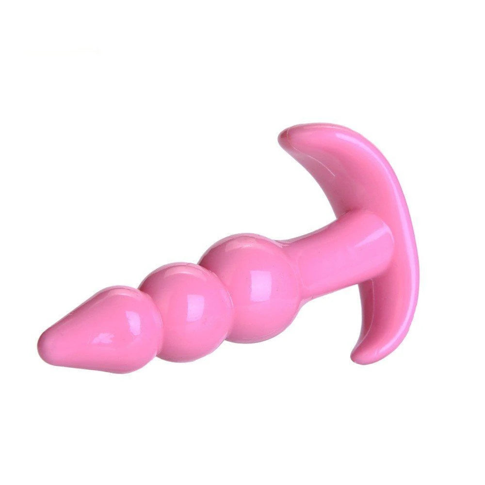 Erox Anal Fantasy Ribbled Silicone Jelly Butt Plug Anal Alıştırıcı-Pink