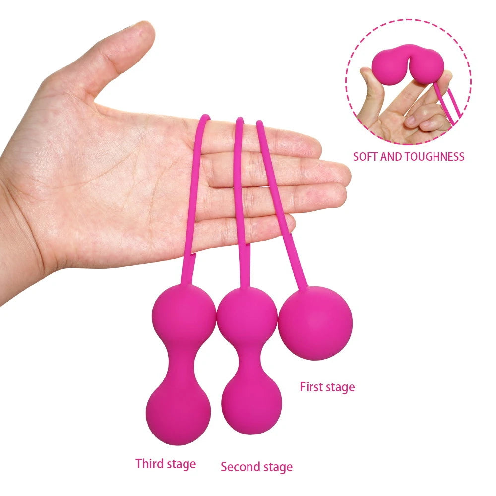 Erox Kegel Balls Exercisers Metal Ağırlıklı Kegel Egzersiz Topu Set-Pink