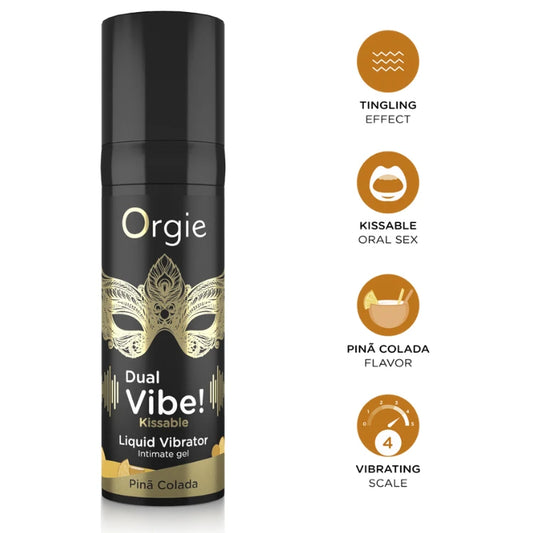 Orgie Dual Vibe Pina Colada Aromalı Öpülebilir Likid Vibratör 15 Ml.