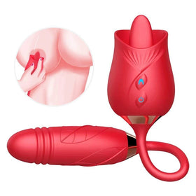 Erox Tongue Rose Dil ve İleri Geri Hareketli Gül Vibratör