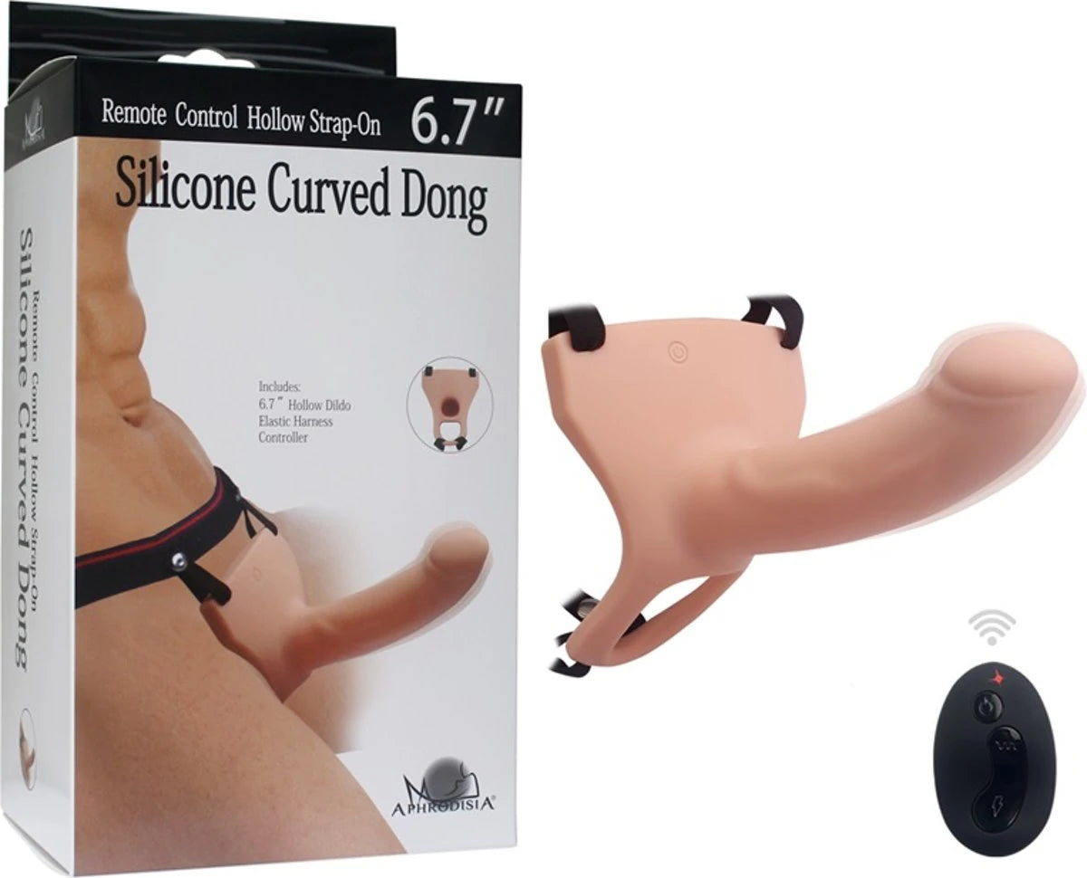 Aphrodisia Hollow Strap-On Flesh 17 Cm İçi Boş Titreşimli Kemerli Penis-Flesh