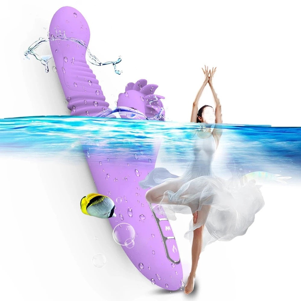 Dibe Haloy Vella Thrusting İleri Geri Hareketli Rabbit Stimulatör Vibratör Purple