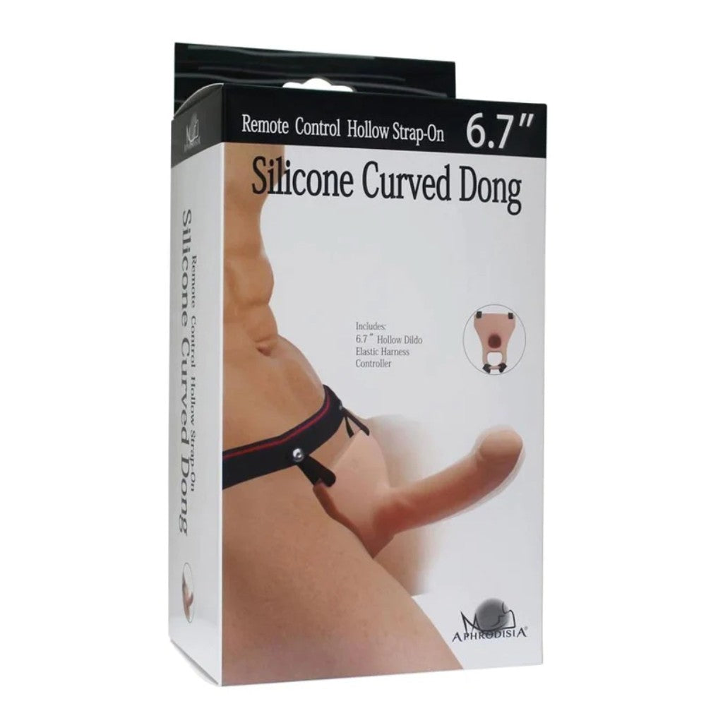 Aphrodisia Hollow Strap-On 17 cm İçi Boş Titreşimli Uzaktan Kumandalı Belden Bağlamalı Strap-on-Brown