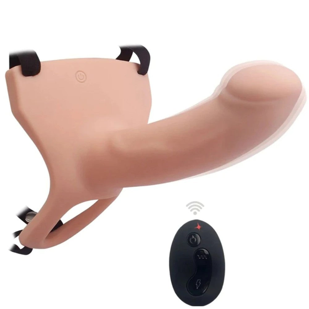 Aphrodisia Hollow Strap-On 17 cm İçi Boş Titreşimli Uzaktan Kumandalı Belden Bağlamalı Strap-on