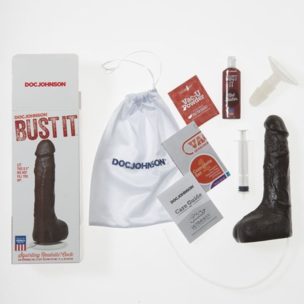 Doc Johnson Bust It Squirting Realistic Cock Fışkırtmalı Boşalabilir Realistik Penis Brown