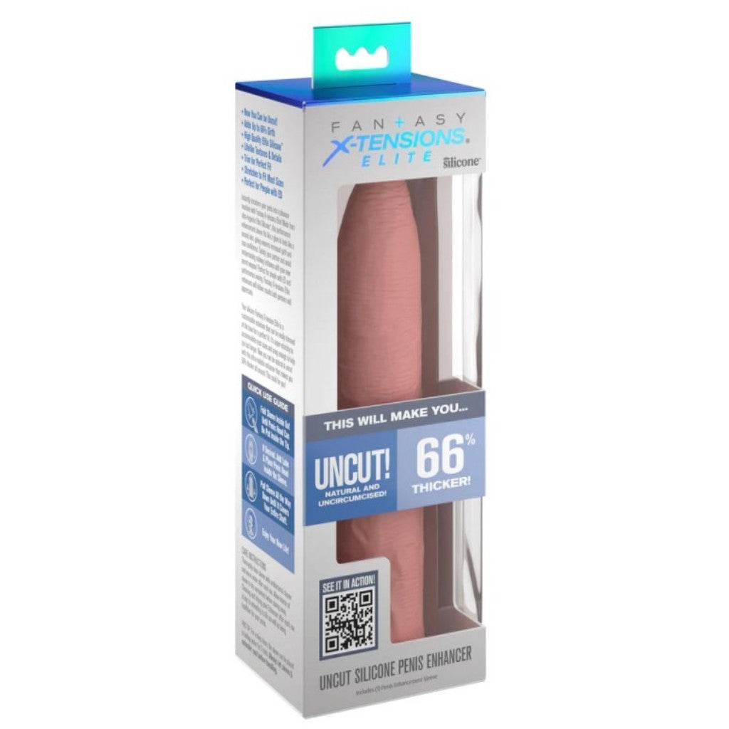 Pipedream Fantasy X-Tensions Uncut Silicone Penis Sleeve Ucu Açık Amerikan Penis Kılıfı