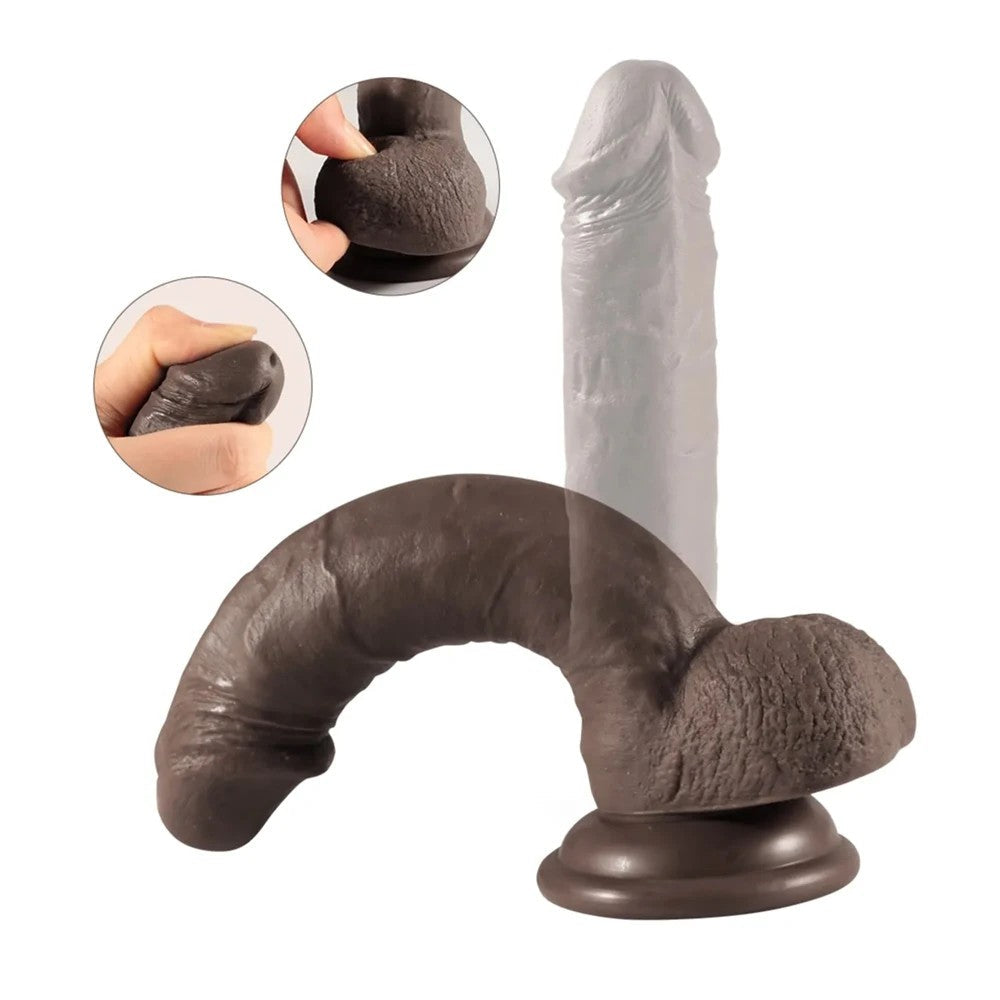 Shequ Dildo Series Addison Çift Katmanlı 17 cm Realistik Penis SQ-WBD10046 Brown