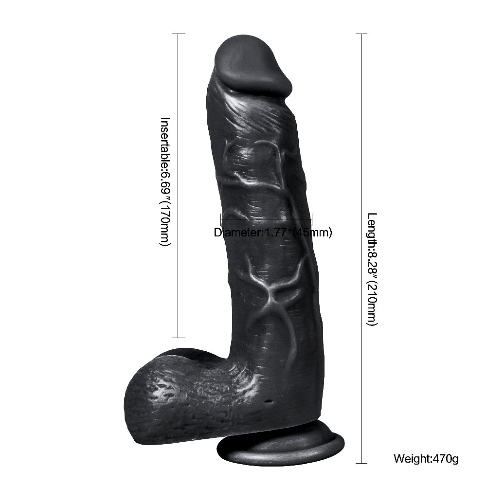 Xise Dildo Series Adam Rubber  21 cm Belden Bağlamalı Realistik Zenci Penis XS-WBC10012 Black