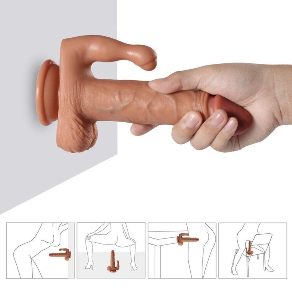 Shequ Dildo Series Brody Sallama Modlu Dual Titreşimli Realistik Penis 21.5 cm SQ-WBC10035-V