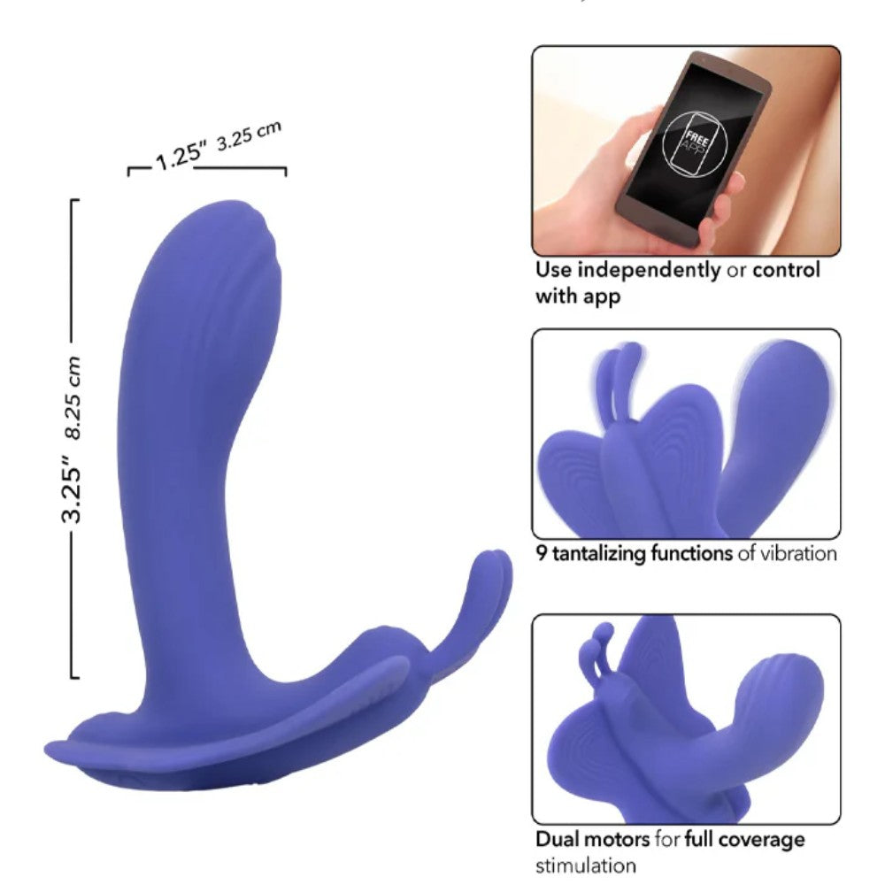 Calexotics Connect App Controlled Venus Butterfly Telefon Kontrollü Çift Uyarımlı Vibratör