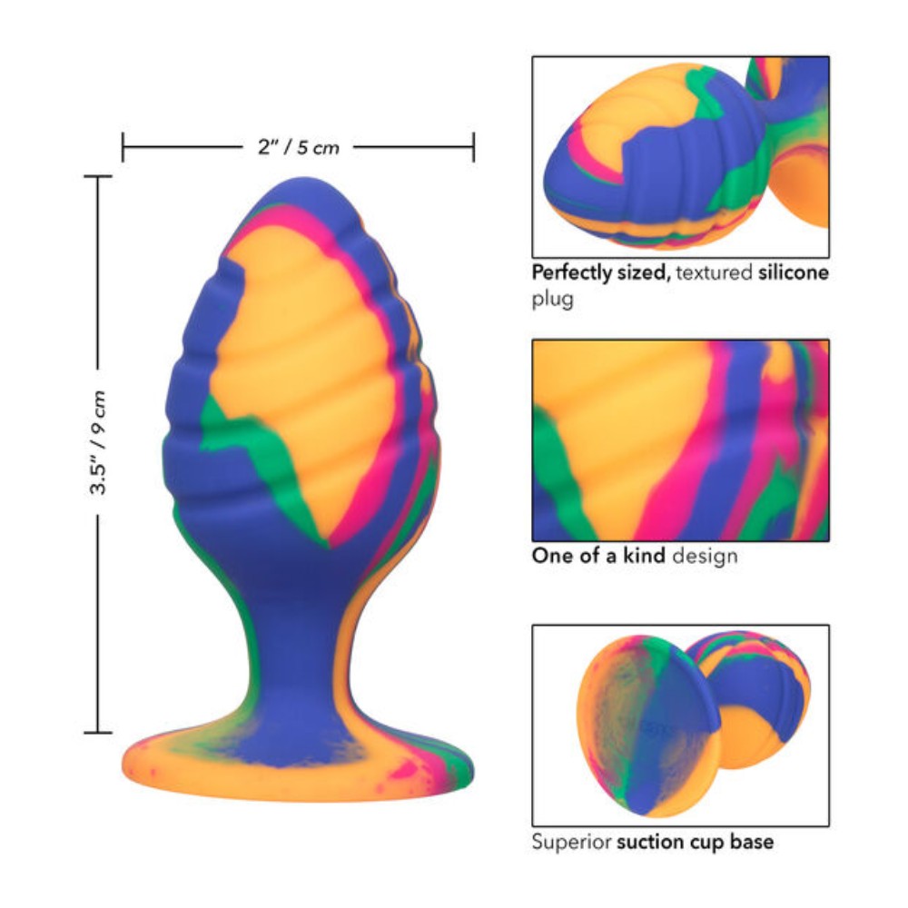 Calexotics Cheeky Swirl Tie-Dye Silicone Butt Plug Large