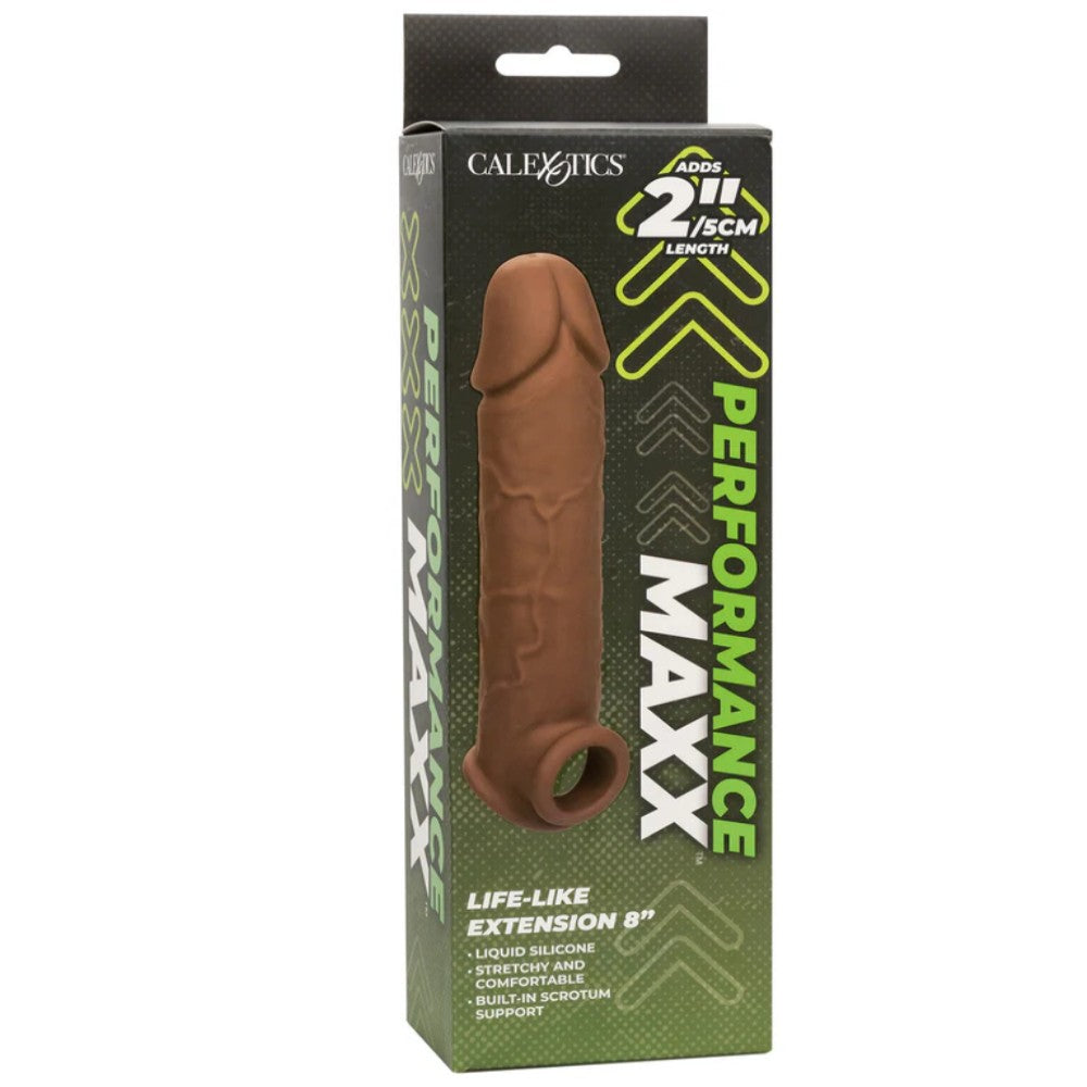 Calexotics Performance Maxx Life-Like Extension 5cm Uzatmalı Penis Kılıfı Brown