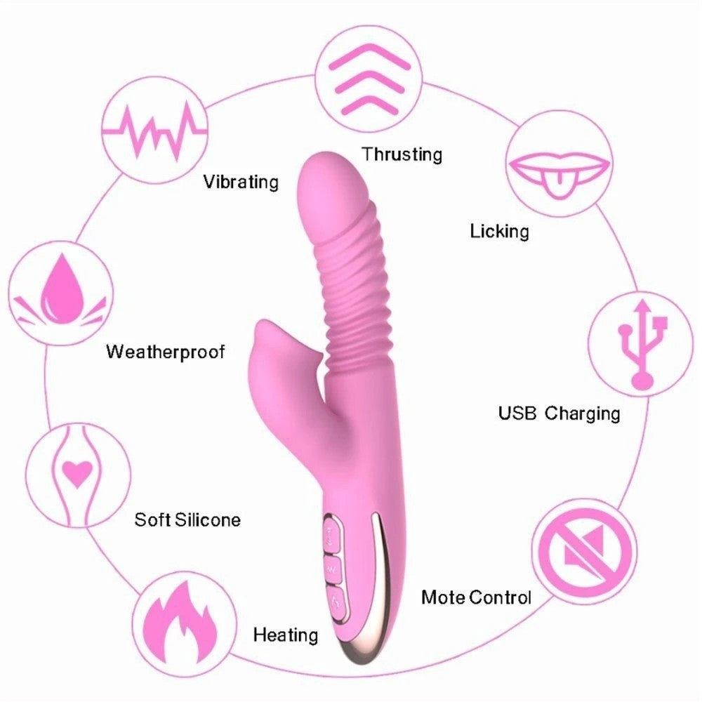 Dibe Angelia Thrusting İleri Geri Hareketli Dilli Rabbit Vibratör Purple