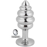 Erox Silver Medium Beyaz Taşlı Boğumlu Metal Plug