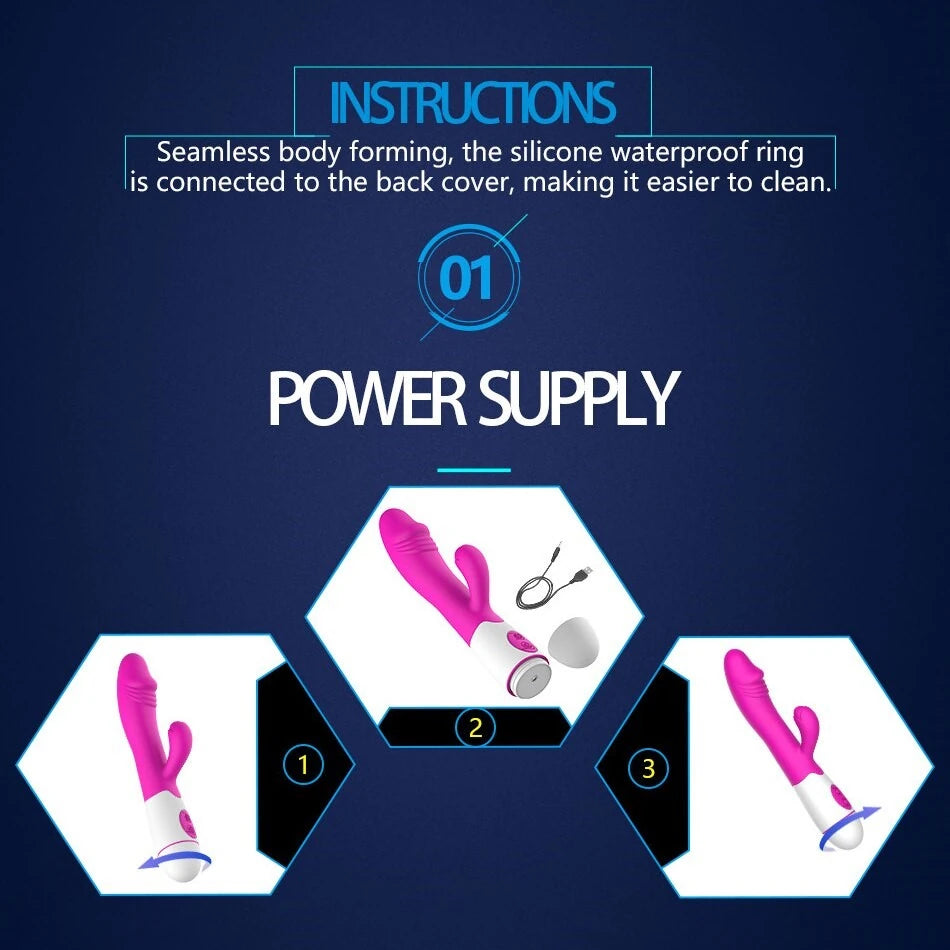 Erox Mix Vibe Curve 30 Modlu Şarjlı Rabbit Vibratör-Pink