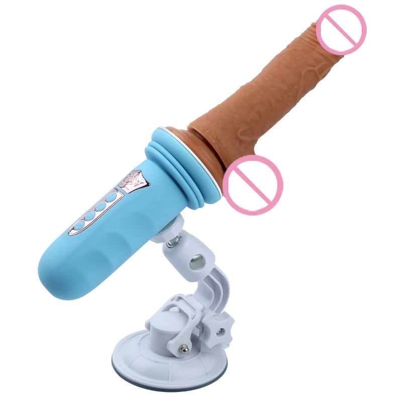 Erox Suction Cup Sex Machine Realistik Penis Uyumlu Seks Makinesi-Blue