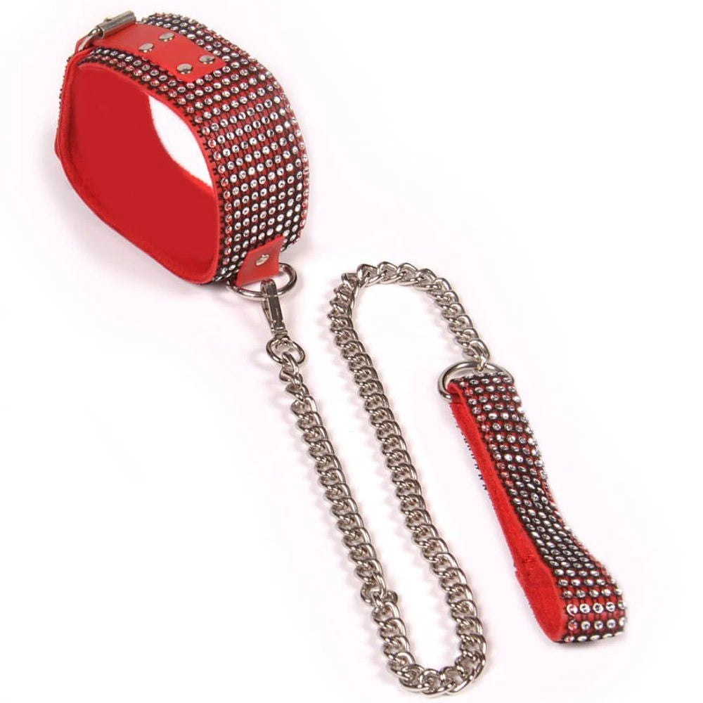 Erox Fetish Fantasy Series Diamond Collar Taşlı Fetiş Tasma-Kırmızıer