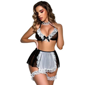 Erox Fantasy Wear Siyah Bacak Bantlı Hizmetçi Kadın Kostüm