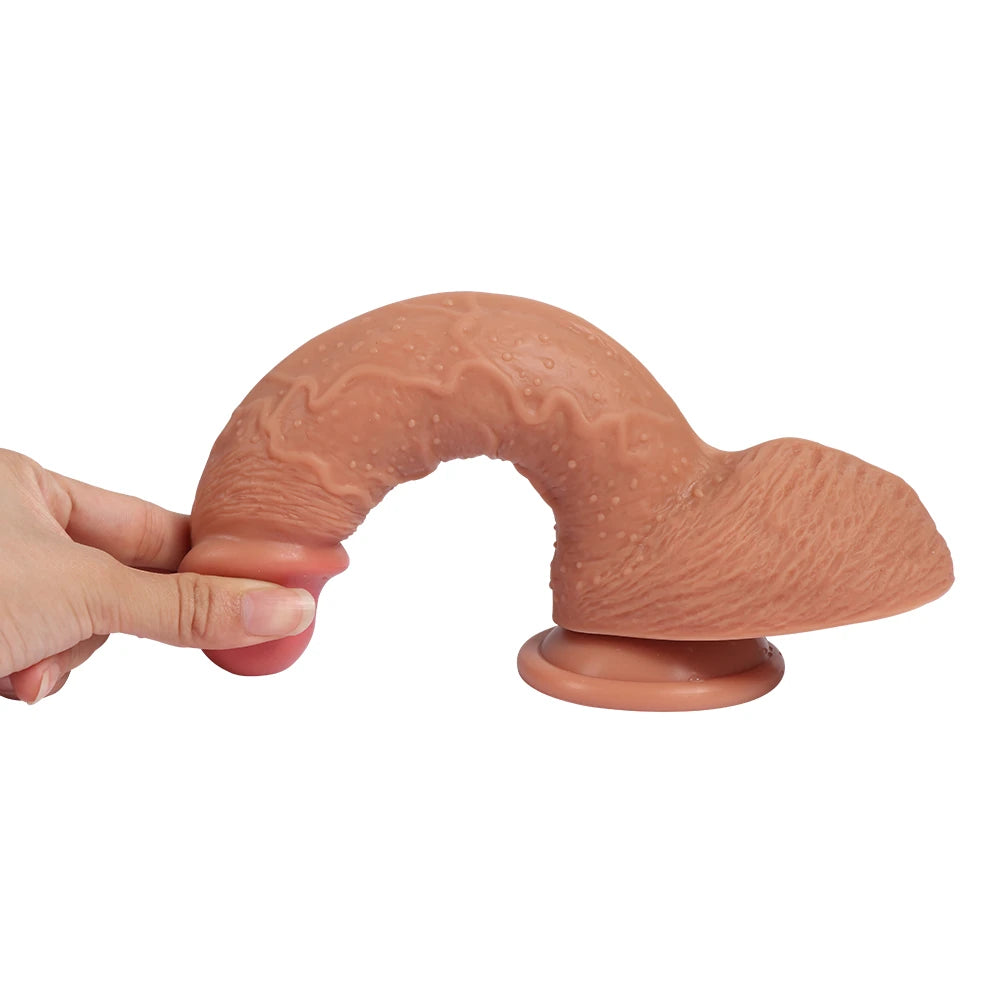 Shequ Dildo Series Buru Çift Katmanlı 22 cm Kemerli Realistik Penis