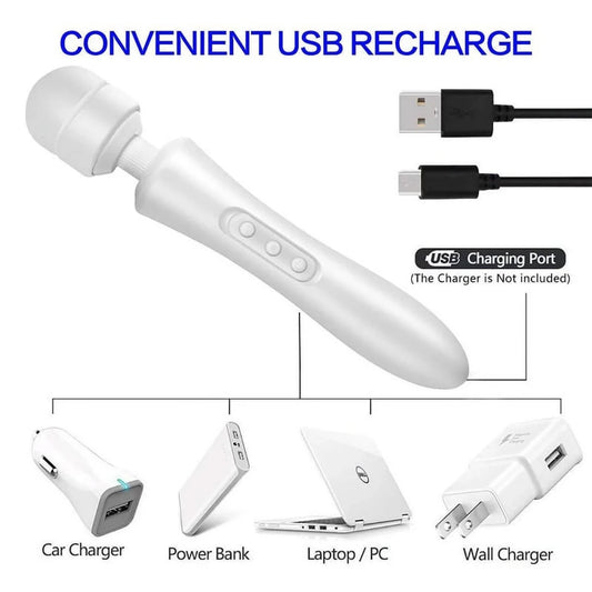 Erox Magic Wand Double Massager Masaj Wand Vibratör-White