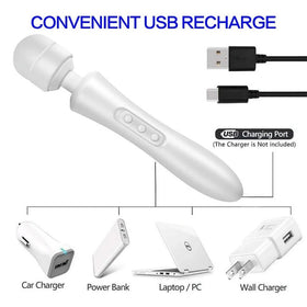 Erox Magic Wand Double Massager Masaj Wand Vibratör-White