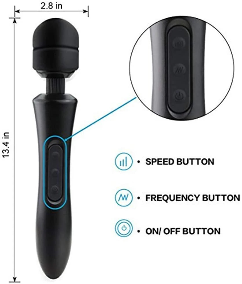 Erox Magic Wand Double Massager Masaj Wand Vibratör-Black