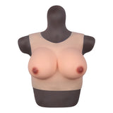 Bodysuit Crossdresser Brown Askılı Giyilebilir Silikon Göğüs XL Beden