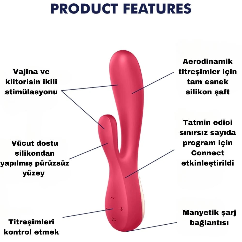 Satisfyer Mono Flex Telefon Kontrollü Rabbit Vibratör-Red