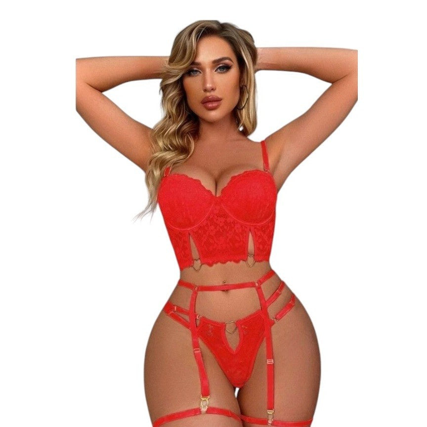 Erox Fantasy Wear Büstiyerli Seksi Sütyen Külot Takım