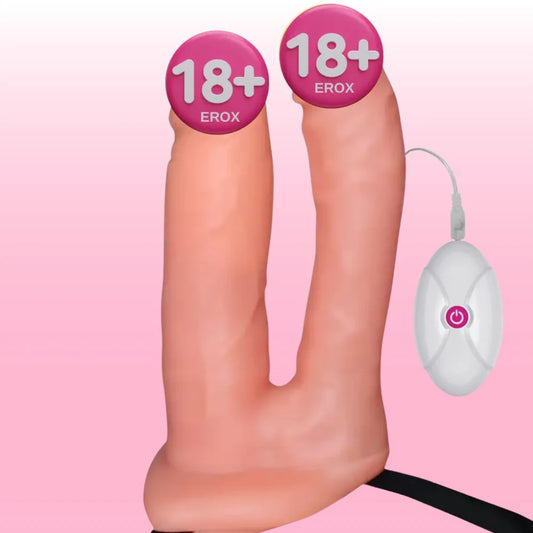 Lovetoy Vibrating Unisex Hollow Strap On Belden Bağlamalı Çift Taraflı Penis LV3006