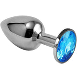 Erox Anal Fantasy Luxury Diamond Blue Taşlı Metal Anal Plug - Medium