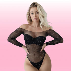 Erox Fantasy Wear Taşlı Bodysuit Seksi Vücut Çorabı