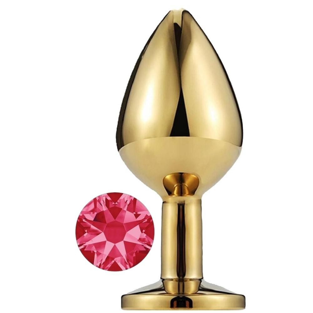 Erox Gold Large Pembe Kristal Taşlı Metal Anal Plug