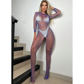 Erox Fantasy Wear File Uzun Kollu ve Özel Bölgesi Açık Tüm Vücut Çorabı