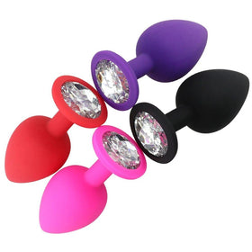Erox Safe Body Pink Silicone Medium Mor Taşlı Anal Plug